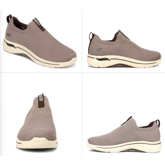 Skechers Mens Go Walk Arch Fit Iconic Slip On Shoes Taupe Brown Size 11 Stretch main image 13